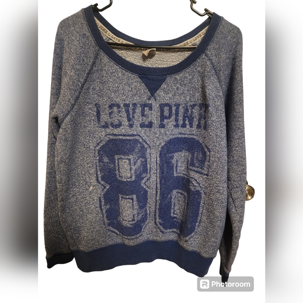 VICTORIA SECRET PINK sweatshirt blue heathered size Lg